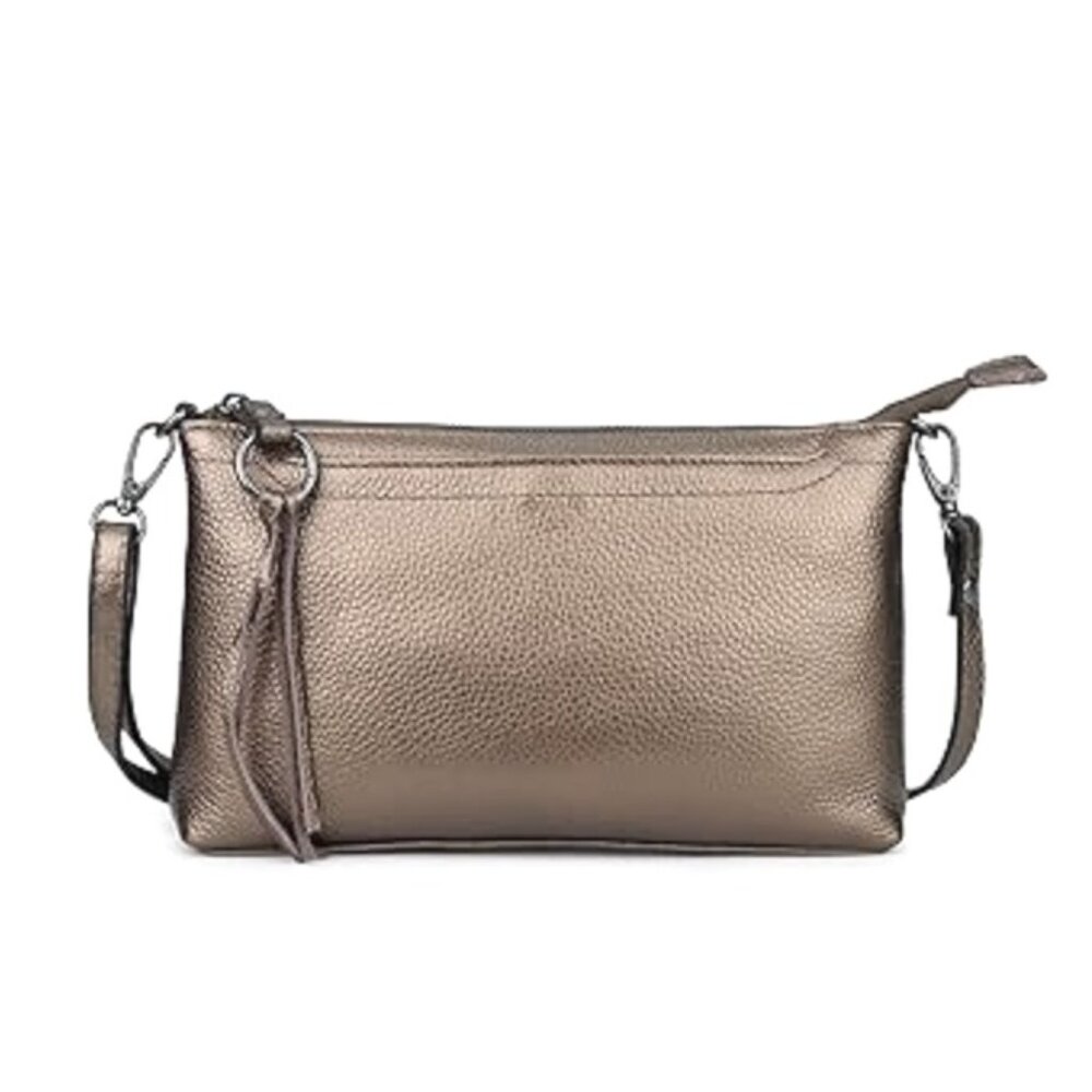 Leather Shoulder Bag/Clutch - Bronze NWT